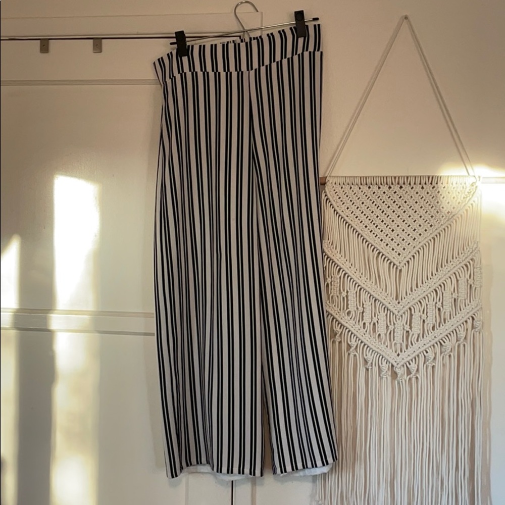 Wide legged striped pants